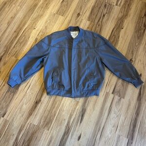 Munsingwear Jacket Mens XL Blue Bomber Zip Button Snap Windbreaker VTG 80s 90s